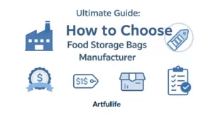 Infográfico de guia definitivo para escolher o melhor fabricante de embalagens de armazenamento de alimentos com critérios-chave de seleção e marca Artfullife